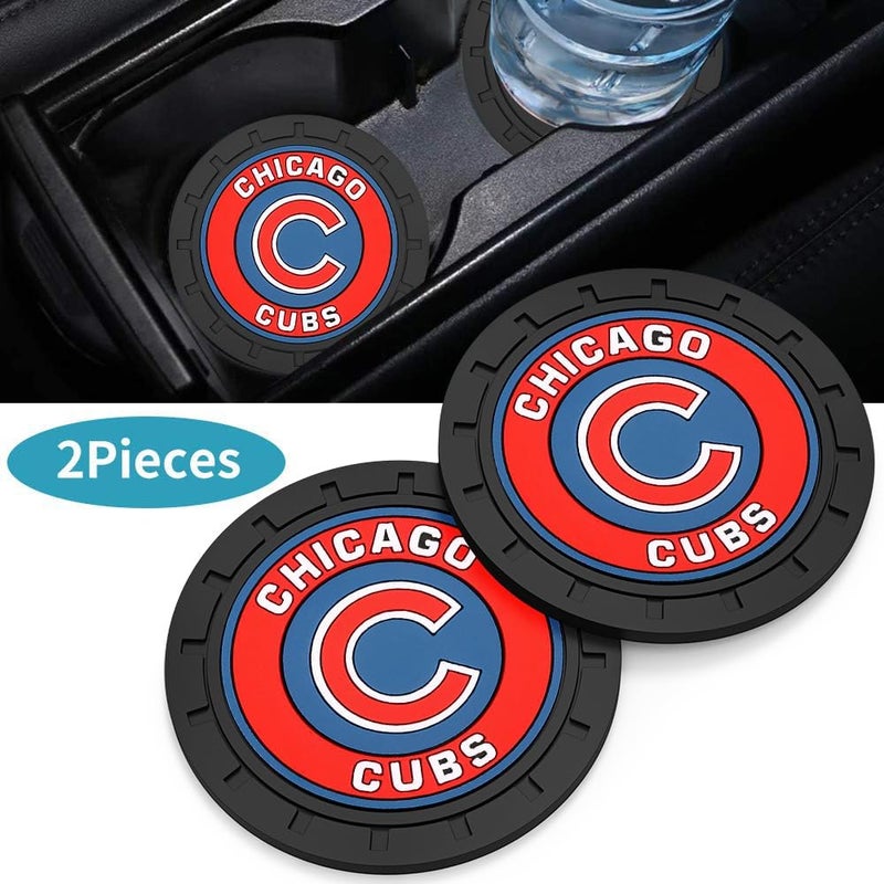 WiiFiive Car Cup Holder Coasters for Chicago Cubs Baseball Fans, Cubs Car Coasters for Cup Holder Insert Silicone Non-Slip - Image 2